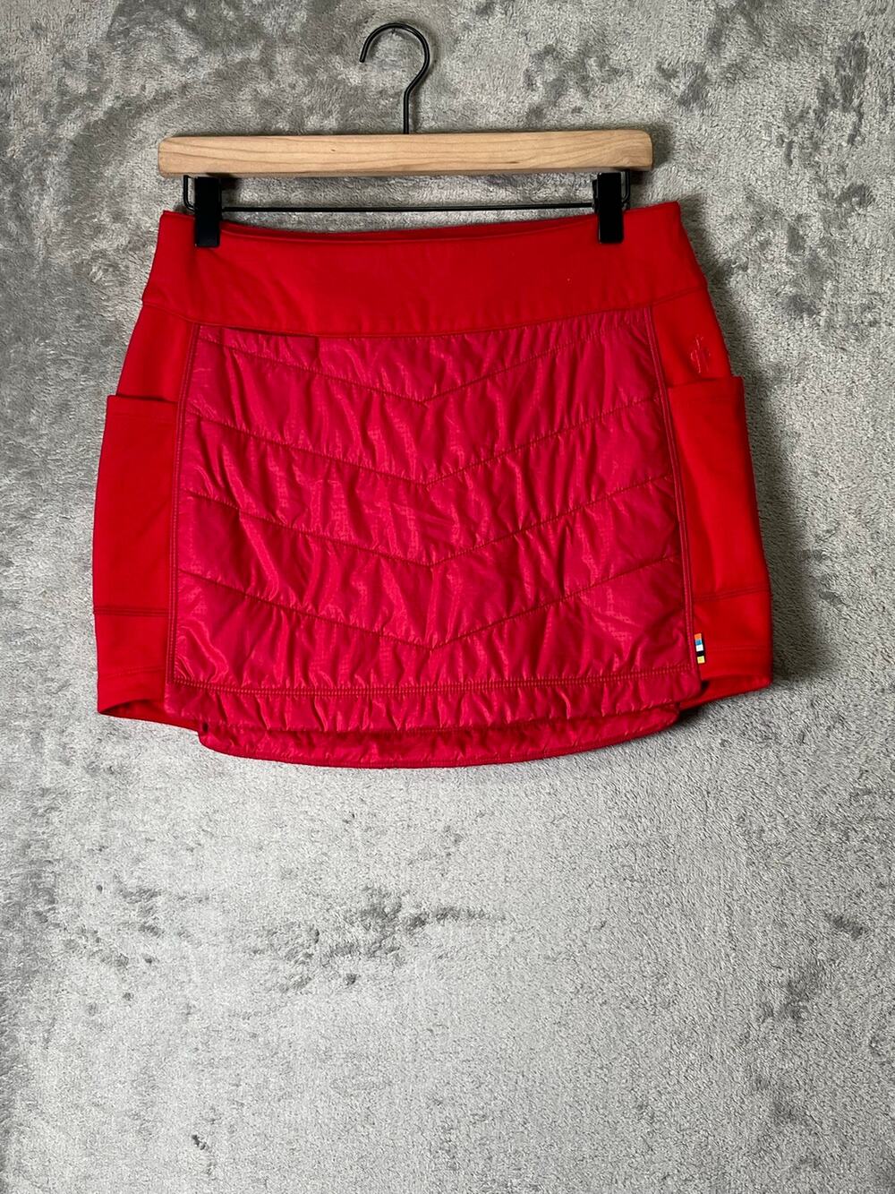 Smartwool Red Quilted Insulated Mini Skirt Outdoor Hiking Après Ski Women Small